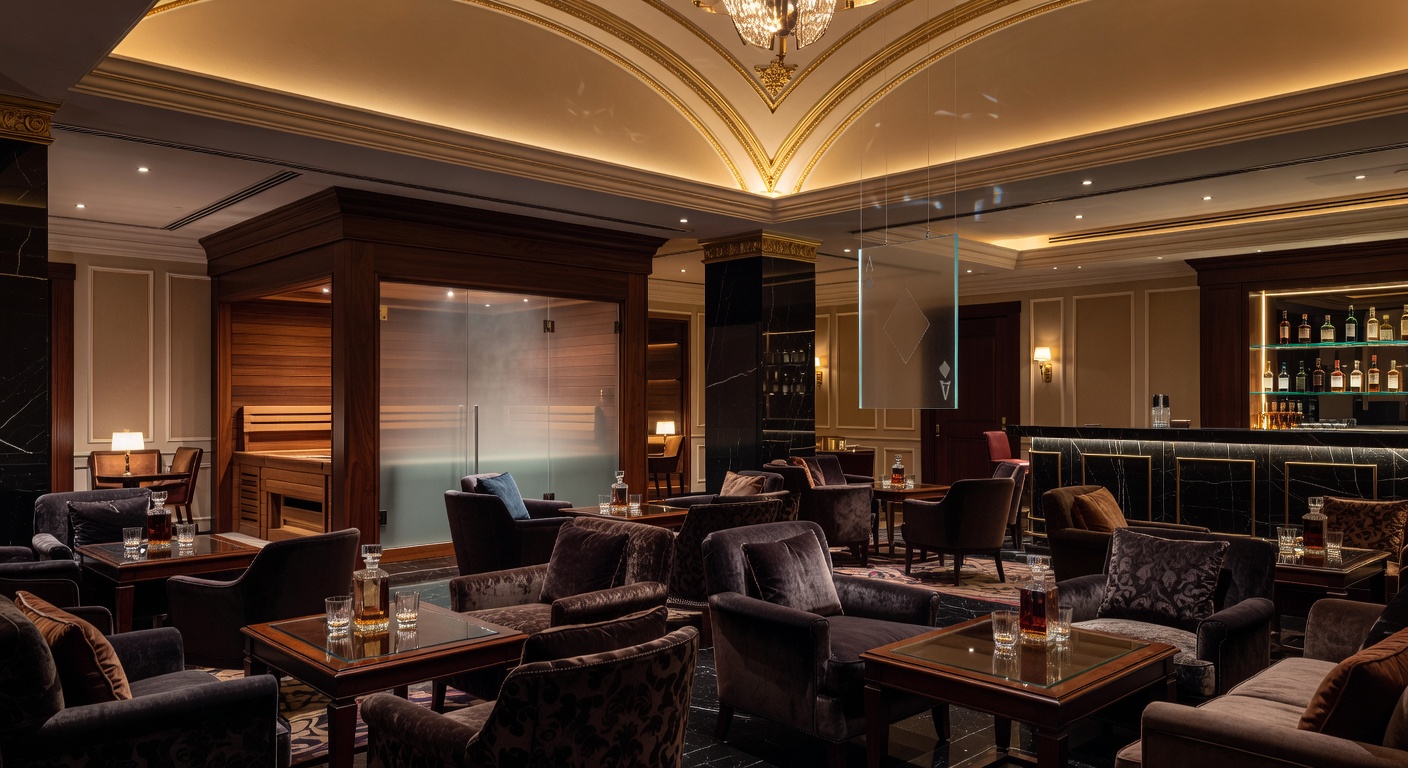 Sophisticated and elegant lounge area inside a luxury casino